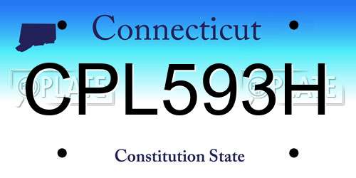 CPL593H Connecticut License Plate