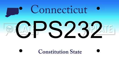 CPS232 Connecticut License Plate