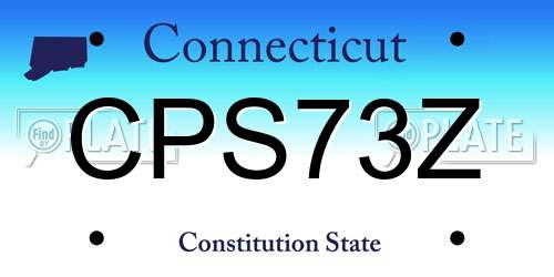 CPS73Z Connecticut License Plate