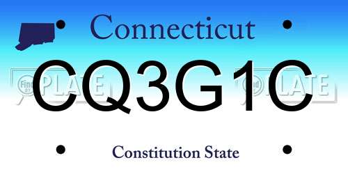 CQ3G1C Connecticut License Plate