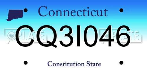 CQ3I046 Connecticut License Plate