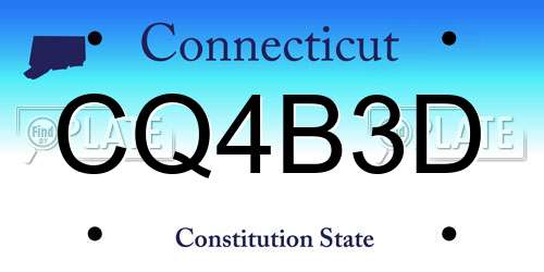 CQ4B3D Connecticut License Plate