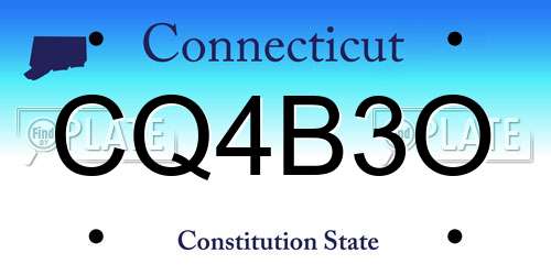 CQ4B3O Connecticut License Plate