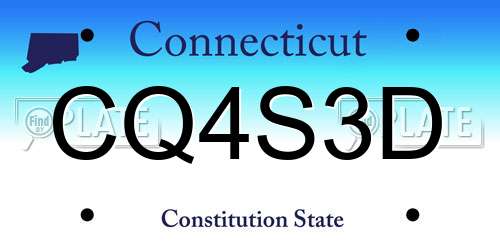 CQ4S3D Connecticut License Plate