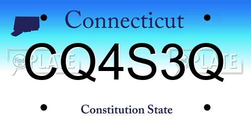 CQ4S3Q Connecticut License Plate