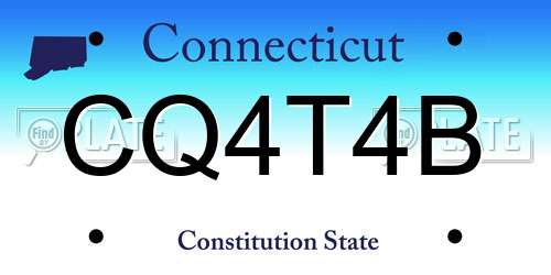 CQ4T4B Connecticut License Plate