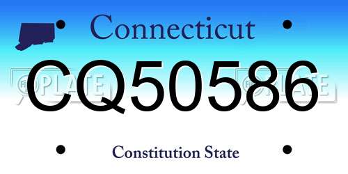 CQ50586 Connecticut License Plate
