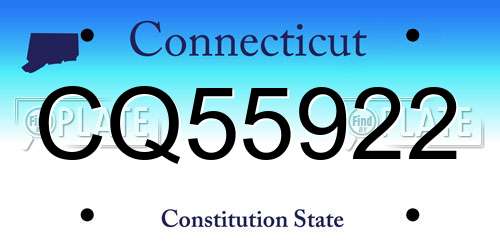 CQ55922 Connecticut License Plate