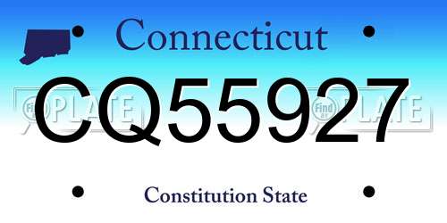CQ55927 Connecticut License Plate