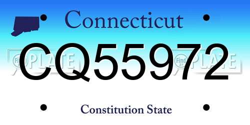 CQ55972 Connecticut License Plate