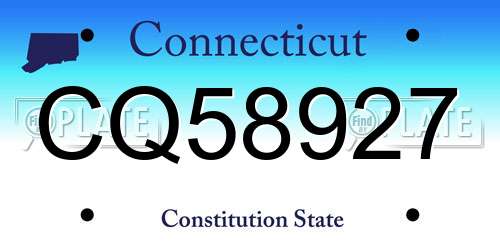CQ58927 Connecticut License Plate