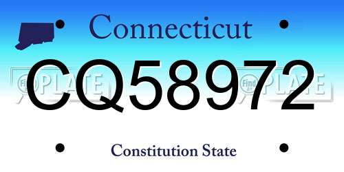 CQ58972 Connecticut License Plate