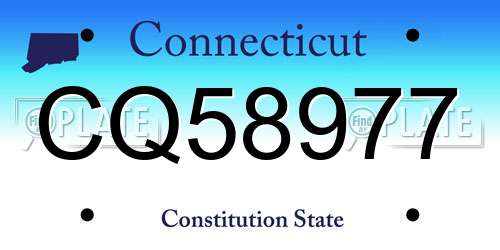 CQ58977 Connecticut License Plate