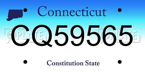 CQ59565 Connecticut License Plate