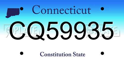 CQ59935 Connecticut License Plate