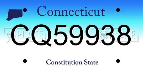 CQ59938 Connecticut License Plate