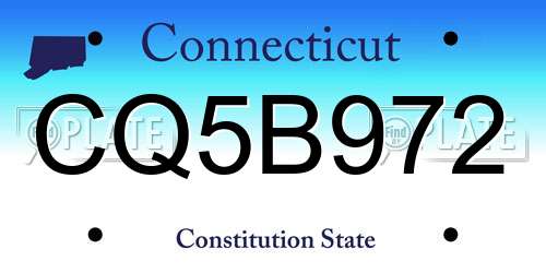 CQ5B972 Connecticut License Plate