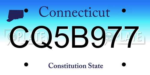 CQ5B977 Connecticut License Plate