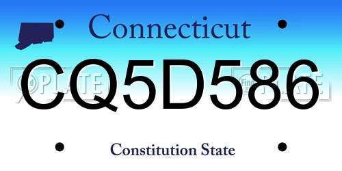 CQ5D586 Connecticut License Plate
