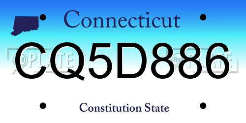 CQ5D886 Connecticut License Plate