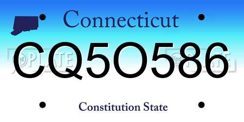 CQ5O586 Connecticut License Plate