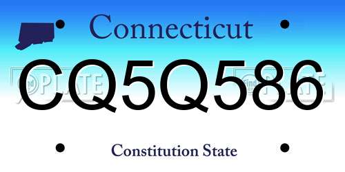 CQ5Q586 Connecticut License Plate