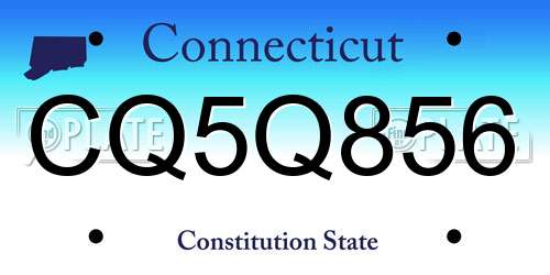 CQ5Q856 Connecticut License Plate
