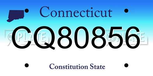 CQ80856 Connecticut License Plate