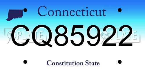 CQ85922 Connecticut License Plate