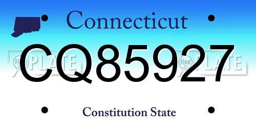 CQ85927 Connecticut License Plate