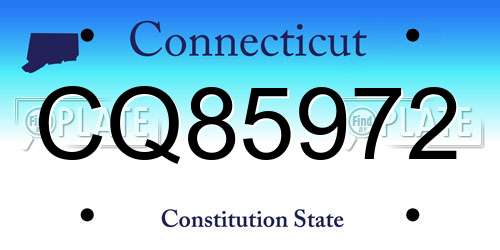 CQ85972 Connecticut License Plate