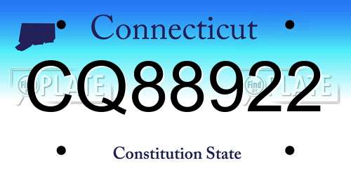 CQ88922 Connecticut License Plate