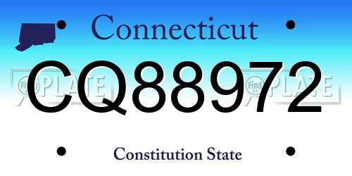 CQ88972 Connecticut License Plate