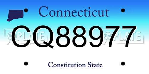 CQ88977 Connecticut License Plate