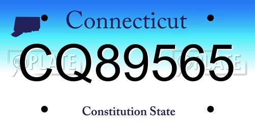 CQ89565 Connecticut License Plate
