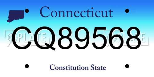 CQ89568 Connecticut License Plate