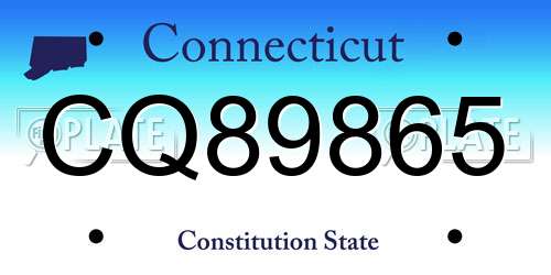 CQ89865 Connecticut License Plate