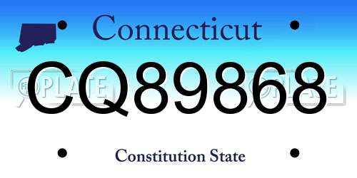 CQ89868 Connecticut License Plate