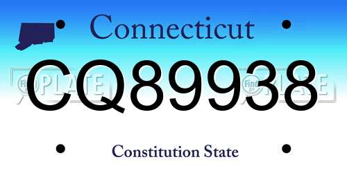 CQ89938 Connecticut License Plate