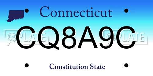CQ8A9C Connecticut License Plate