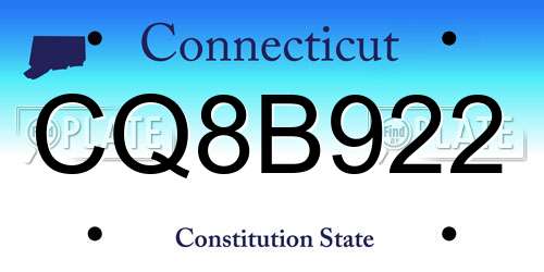 CQ8B922 Connecticut License Plate