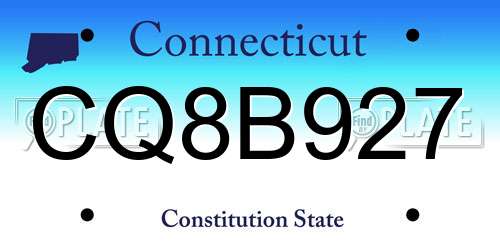 CQ8B927 Connecticut License Plate