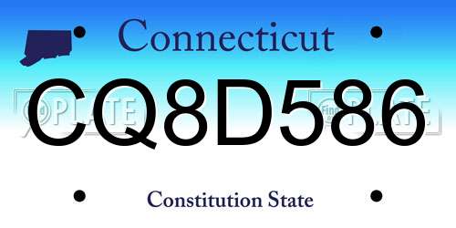CQ8D586 Connecticut License Plate