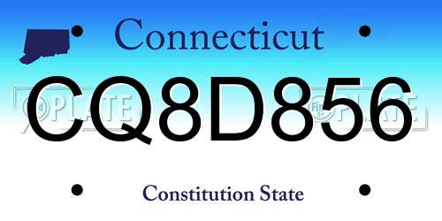 CQ8D856 Connecticut License Plate
