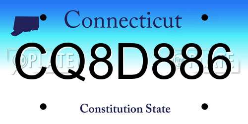 CQ8D886 Connecticut License Plate
