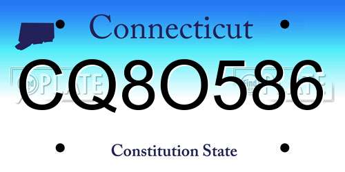 CQ8O586 Connecticut License Plate