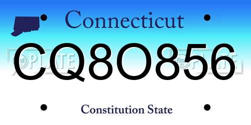 CQ8O856 Connecticut License Plate