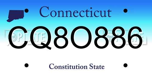 CQ8O886 Connecticut License Plate