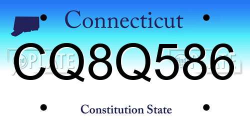 CQ8Q586 Connecticut License Plate