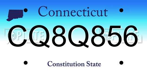 CQ8Q856 Connecticut License Plate
